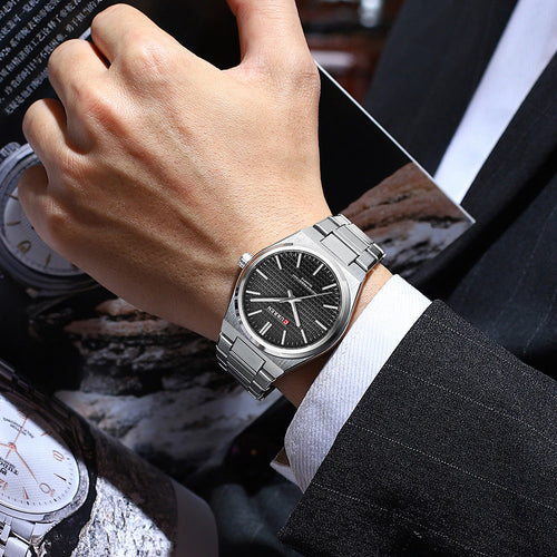 💎Herrenuhr mit einfachem Business-Stahlarmband
