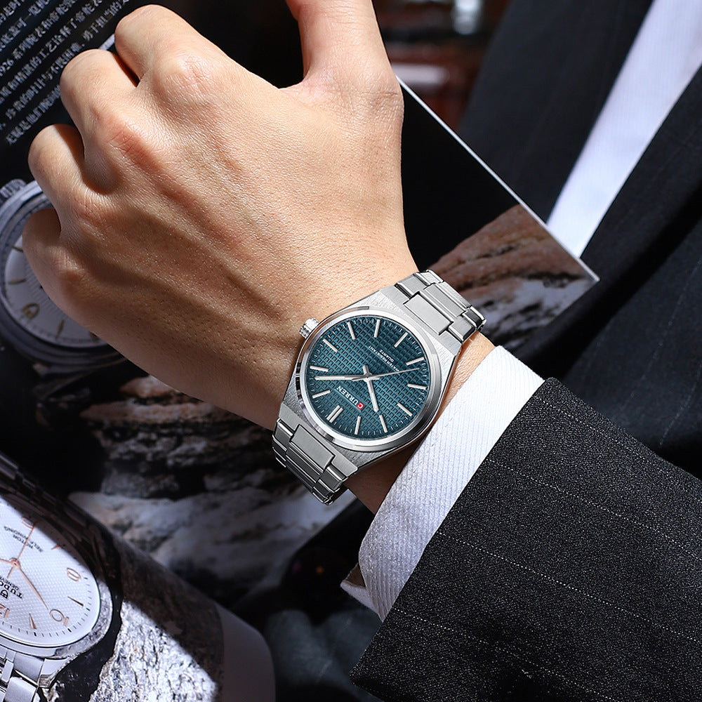 💎Herrenuhr mit einfachem Business-Stahlarmband