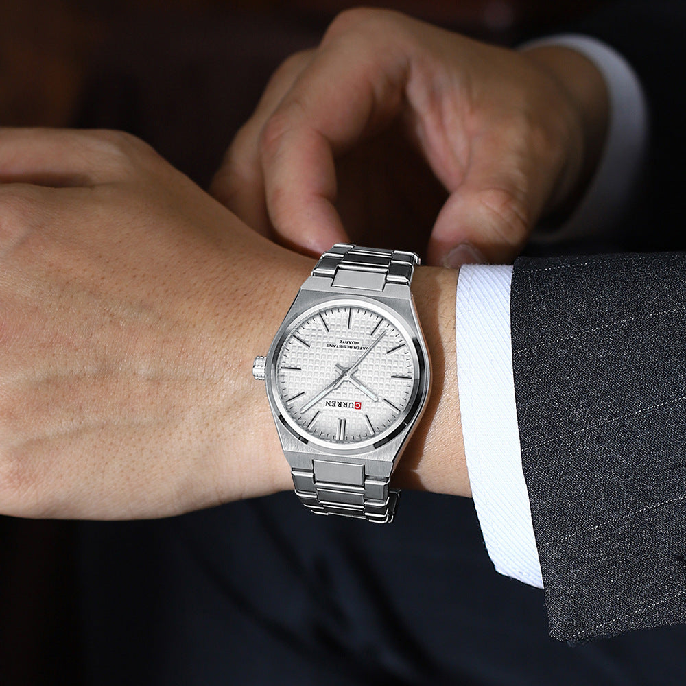 💎Herrenuhr mit einfachem Business-Stahlarmband