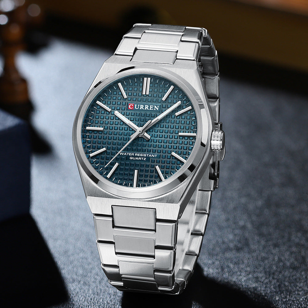 💎Herrenuhr mit einfachem Business-Stahlarmband