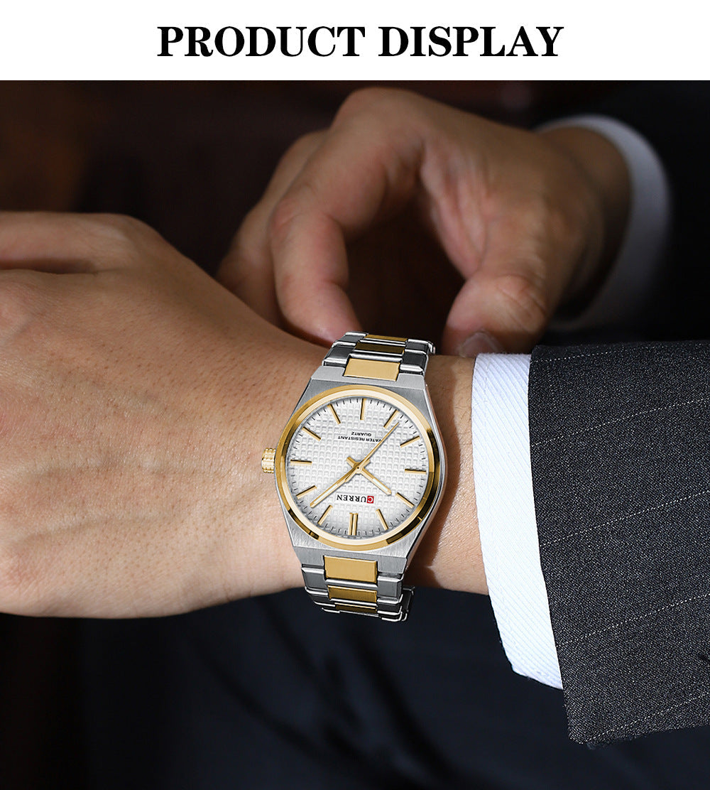 💎Herrenuhr mit einfachem Business-Stahlarmband