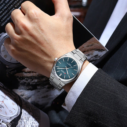 💎Herrenuhr mit einfachem Business-Stahlarmband