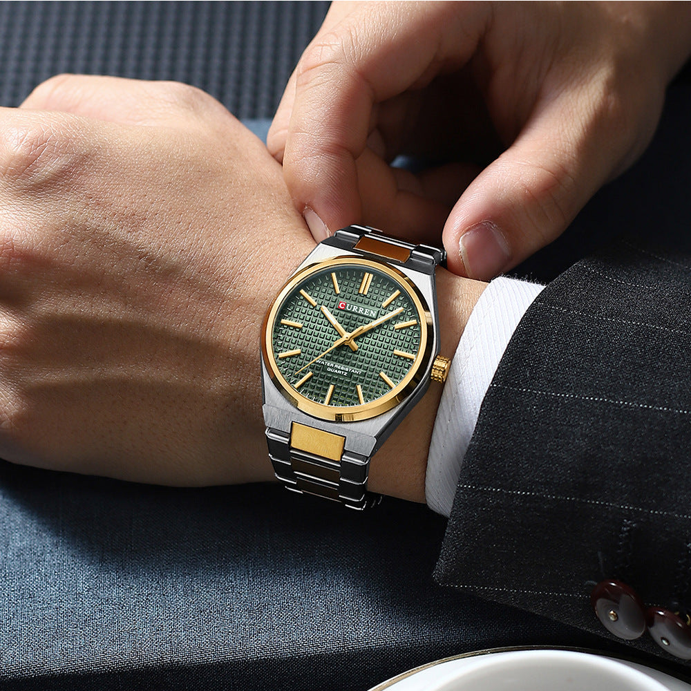 💎Herrenuhr mit einfachem Business-Stahlarmband