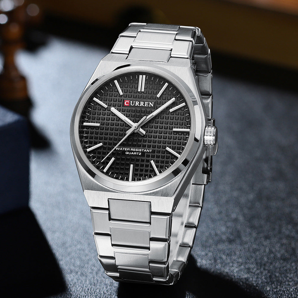 💎Herrenuhr mit einfachem Business-Stahlarmband