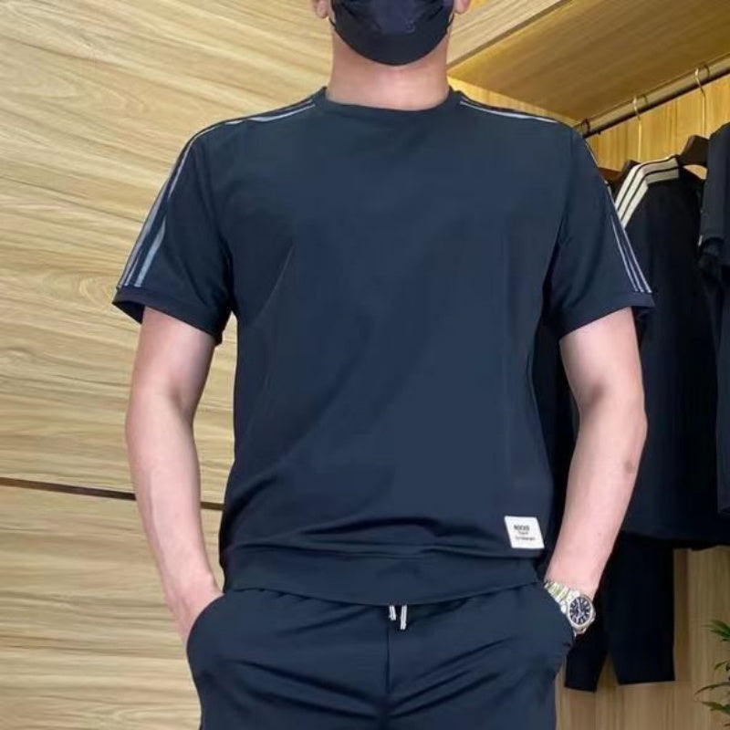 👖Herren High Stretch Kurzarm-Top  Jogginghose 2er-Set